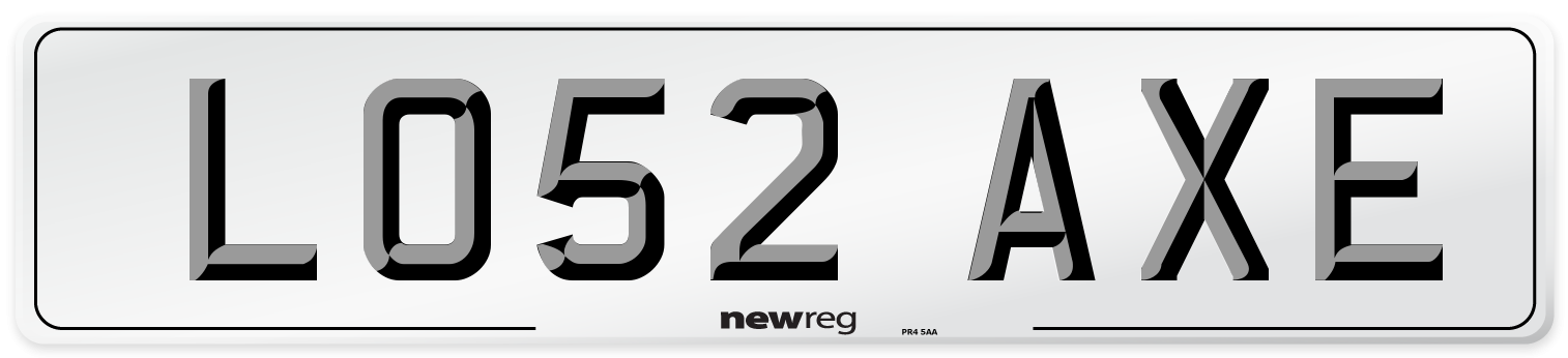 LO52 AXE Number Plate from New Reg